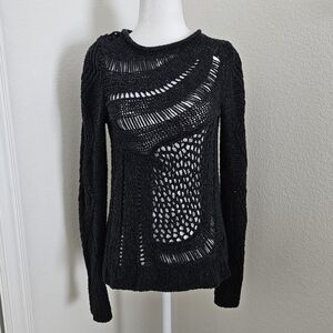 Moth, Charcoal Gray Distressed Sweater XS EUC